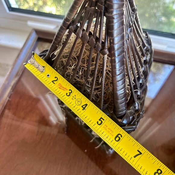 Vintage Wicker Birdhouse with Moss Fill – Hinged Opening – 11” Tall - Picture 14 of 15